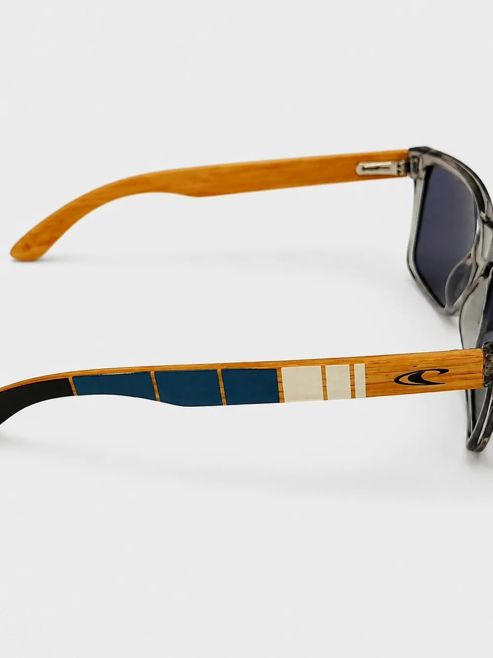 O'NEILL Sunglasses Gray Lenses Clear Transparent Frame Wood Temples Unisex